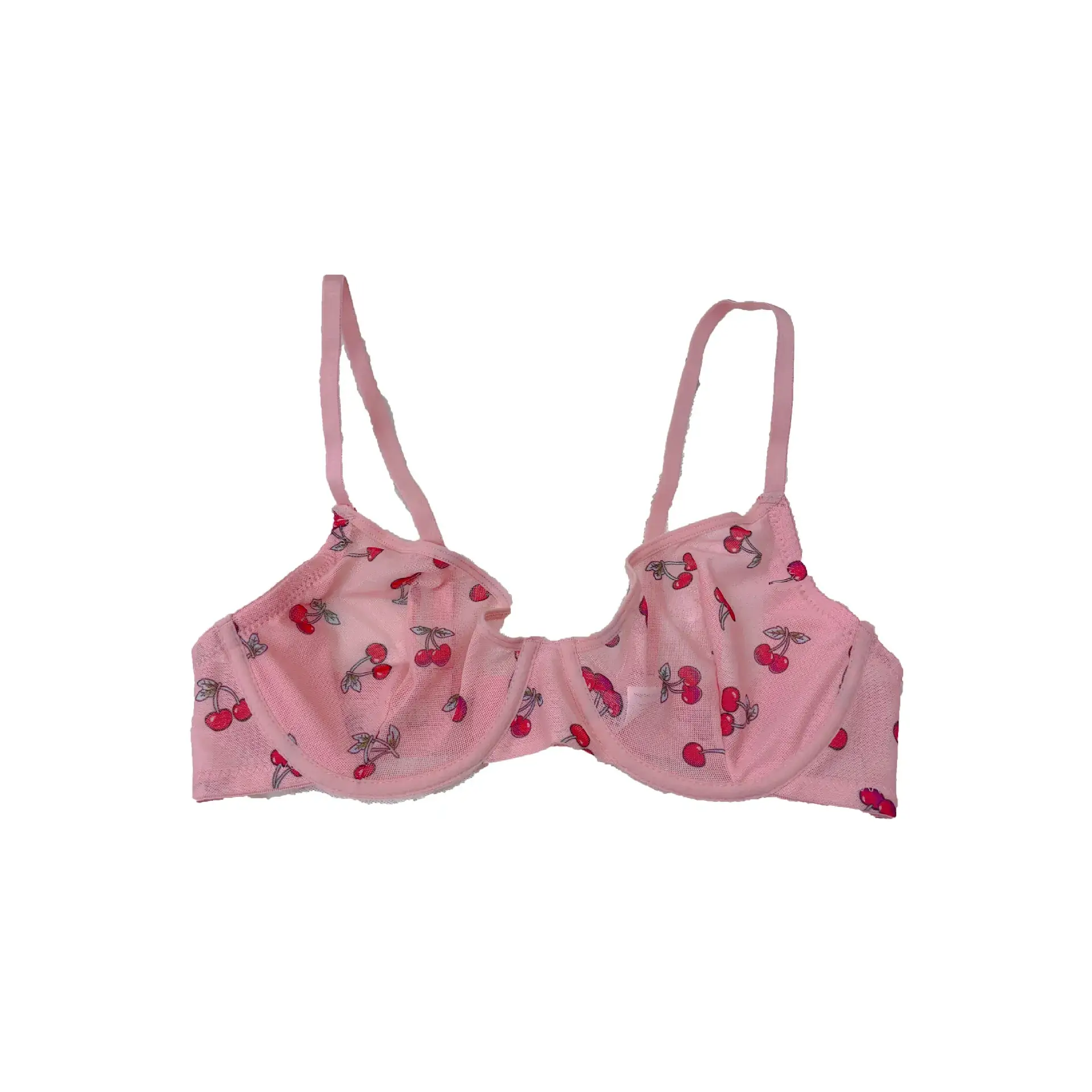 Pink Mesh Bra with Floral Print & Steel Ring Closure - Image 5