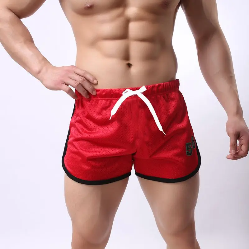 Men Red Drawstring Track Shorts Marathon Wear - Image 9