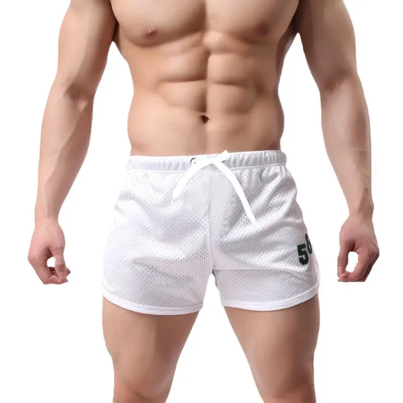 Men Red Drawstring Track Shorts Marathon Wear - Image 10