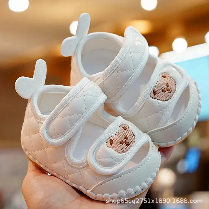 Baby Sandals White Soft Sole 0-1 Year Old