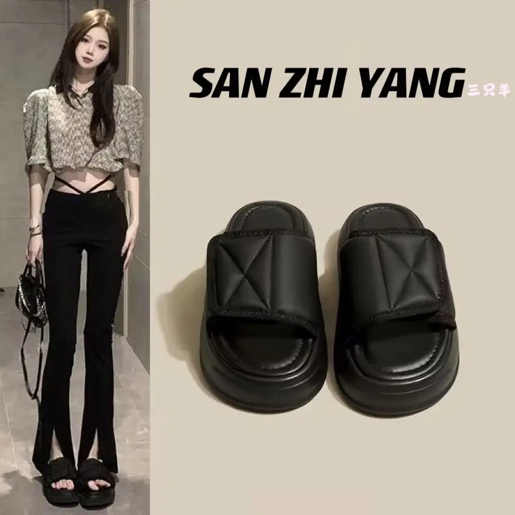Four-Season Thick-Soled Slippers for Women, Suitable for Outdoor Wear, Anti-Slip, Versatile, Fairy-Style, Cool, with Magic Tape, Comfortable, Lightweight, and Non-Slip - Image 6