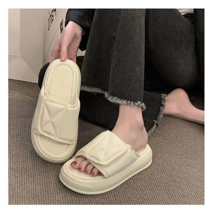 Four-Season Thick-Soled Slippers for Women, Suitable for Outdoor Wear, Anti-Slip, Versatile, Fairy-Style, Cool, with Magic Tape, Comfortable, Lightweight, and Non-Slip - Image 7