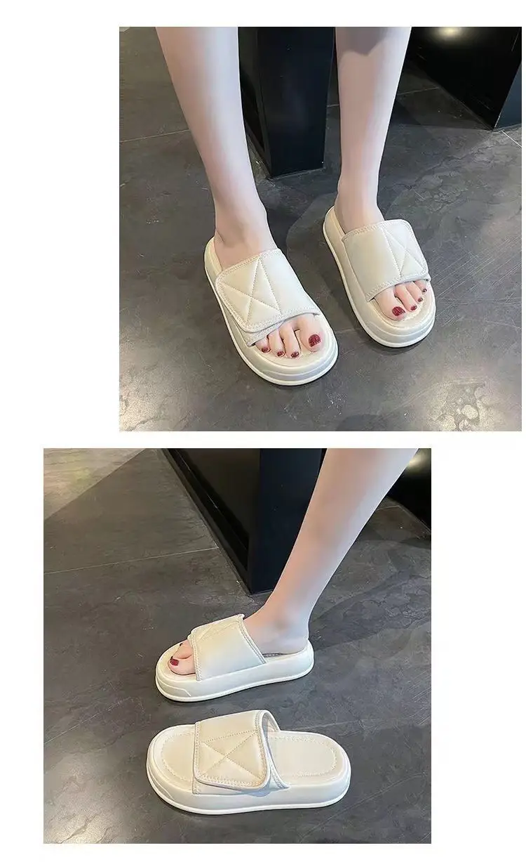Four-Season Thick-Soled Slippers for Women, Suitable for Outdoor Wear, Anti-Slip, Versatile, Fairy-Style, Cool, with Magic Tape, Comfortable, Lightweight, and Non-Slip — feature 2
