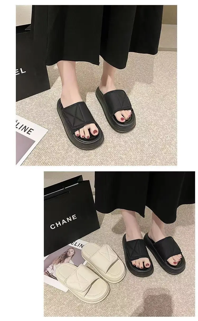 Four-Season Thick-Soled Slippers for Women, Suitable for Outdoor Wear, Anti-Slip, Versatile, Fairy-Style, Cool, with Magic Tape, Comfortable, Lightweight, and Non-Slip — feature 6