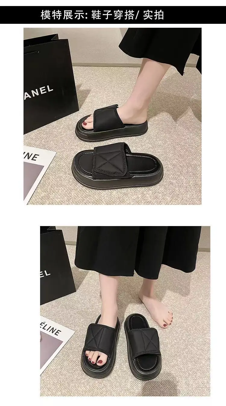 Four-Season Thick-Soled Slippers for Women, Suitable for Outdoor Wear, Anti-Slip, Versatile, Fairy-Style, Cool, with Magic Tape, Comfortable, Lightweight, and Non-Slip — feature 7