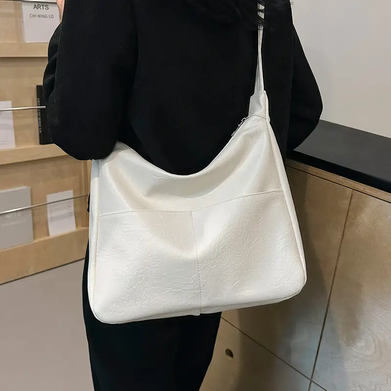 Black Leather Shoulder Bag for Women 2024