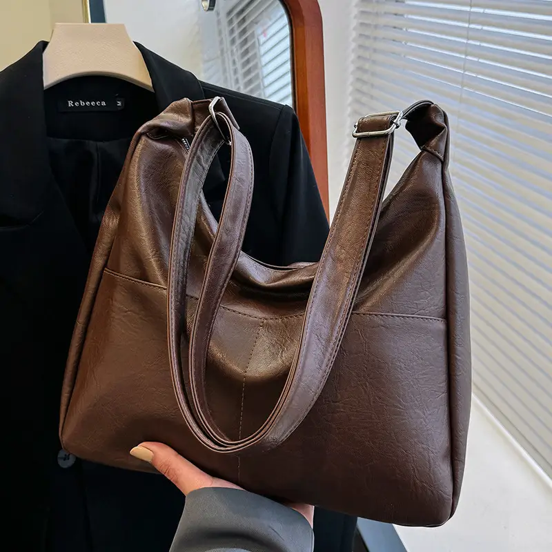 Black Leather Shoulder Bag for Women 2024