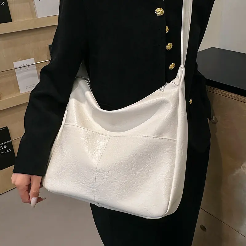 Black Leather Shoulder Bag for Women 2024