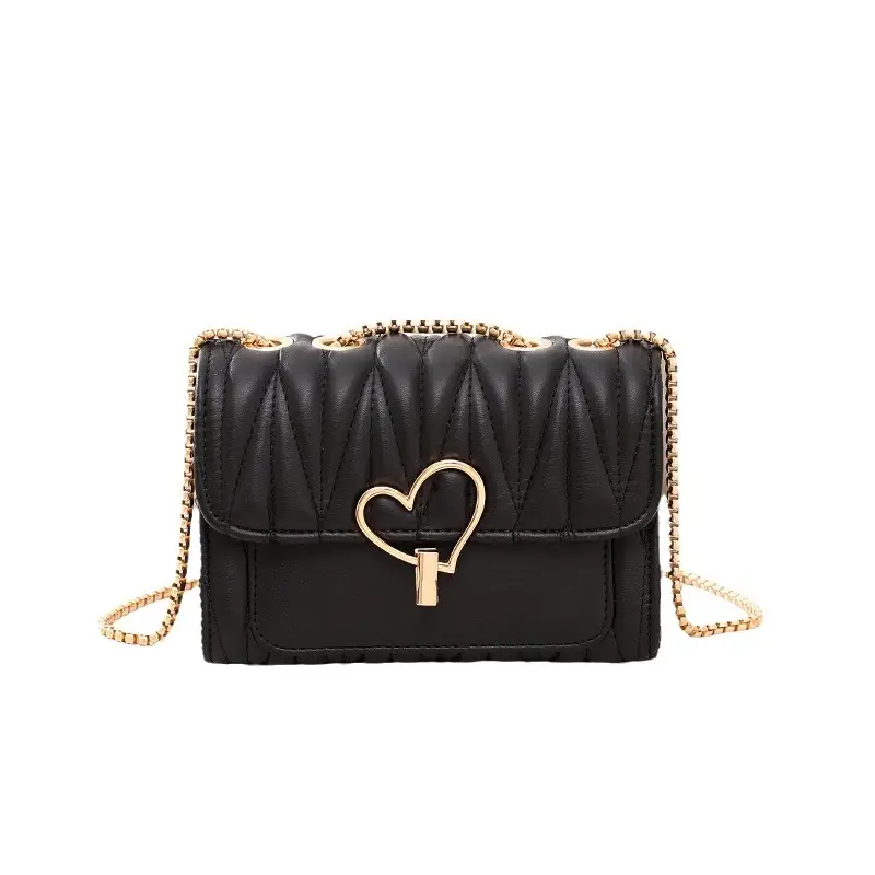 Love Lock Heart Bag Black Diamond Embroidered Crossbody - Image 9