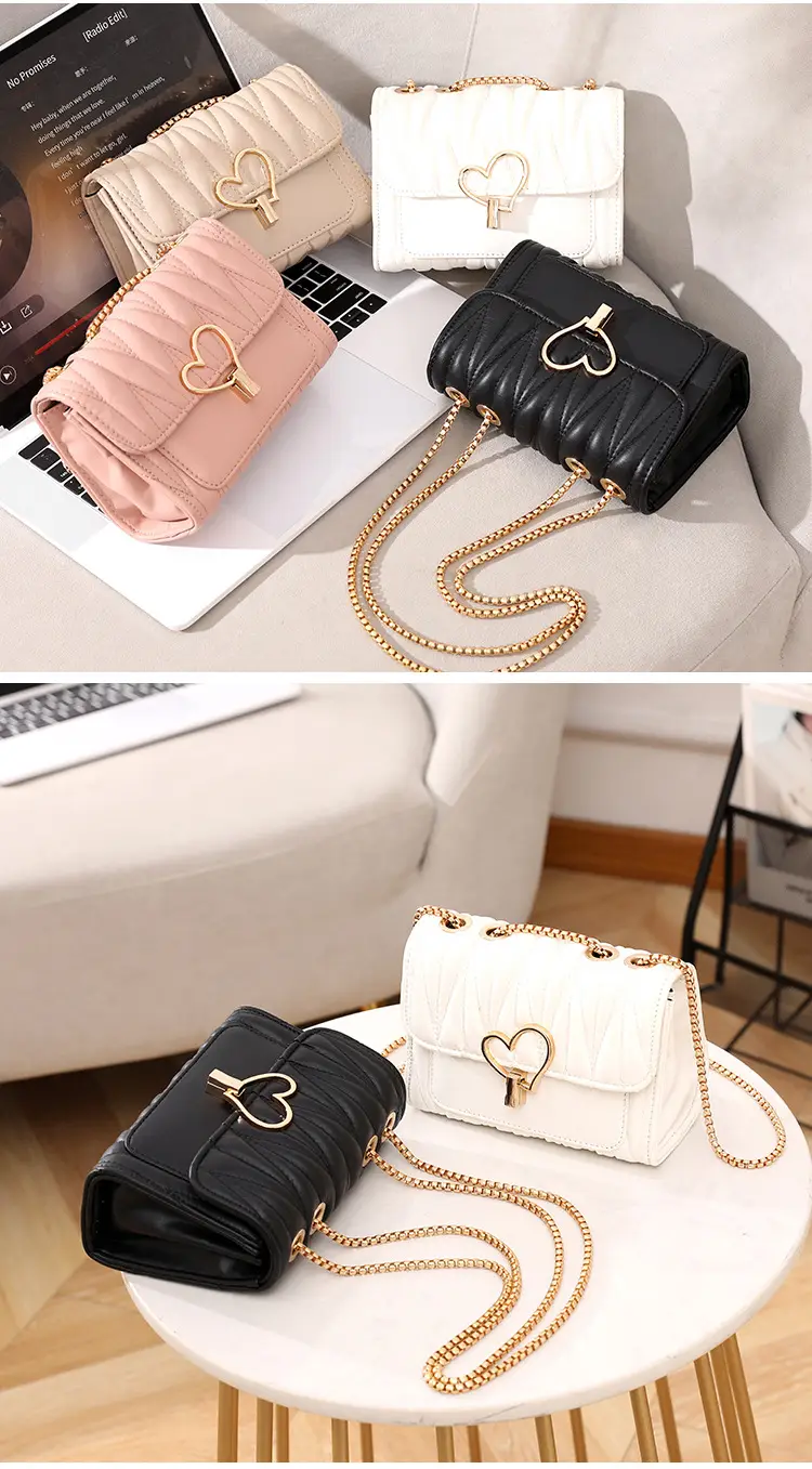 Love Lock Heart Bag Black Diamond Embroidered Crossbody — feature 15