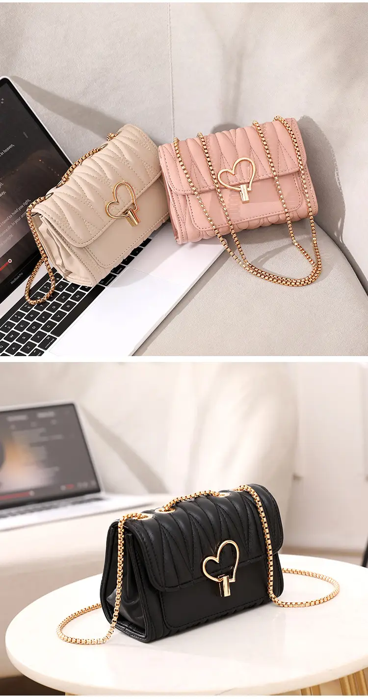 Love Lock Heart Bag Black Diamond Embroidered Crossbody — feature 16