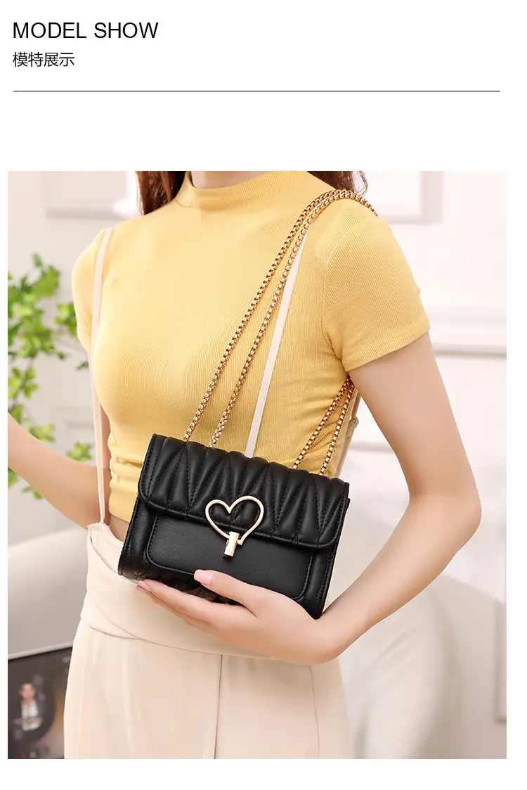 Love Lock Heart Bag Black Diamond Embroidered Crossbody — feature 7