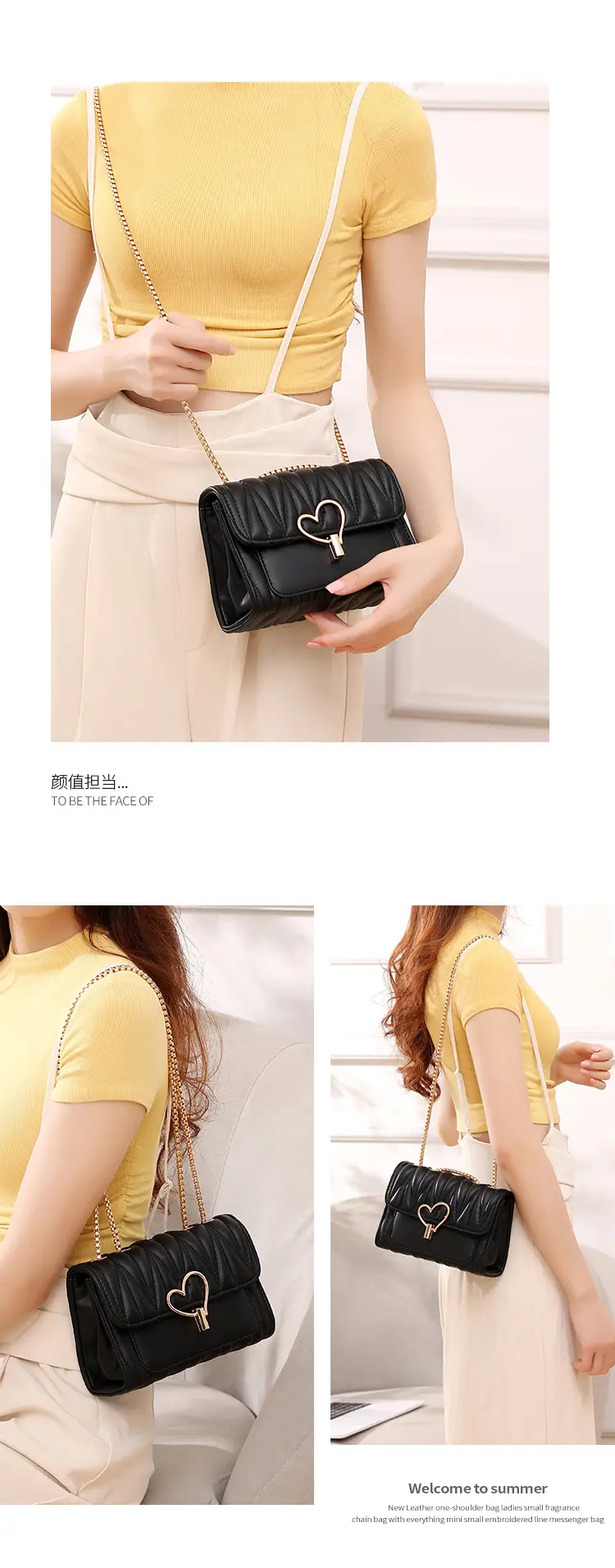 Love Lock Heart Bag Black Diamond Embroidered Crossbody — feature 8