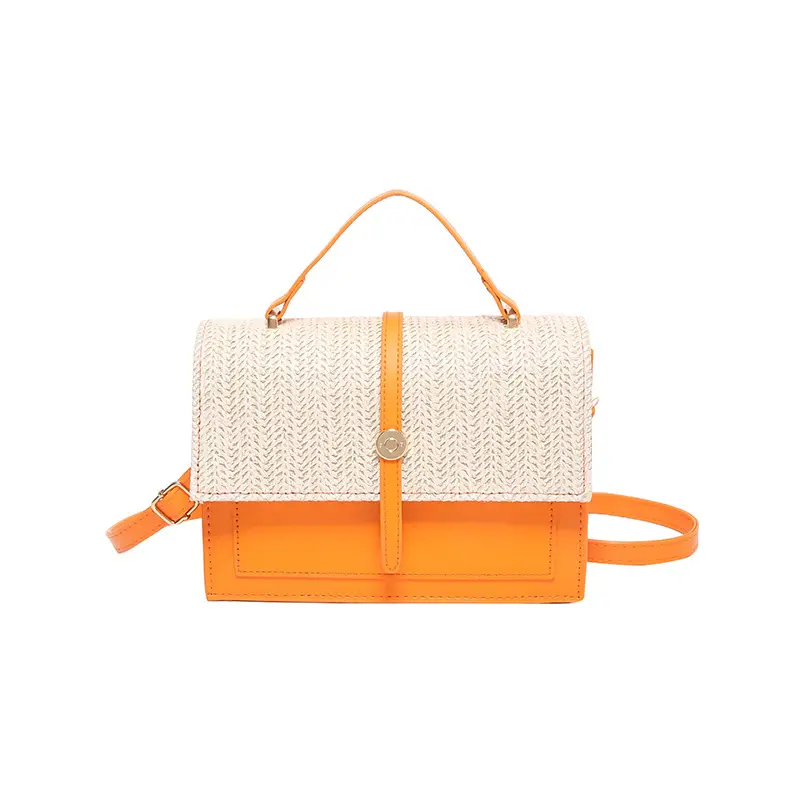 Women's White Contrast Straw Shoulder Bag Mori Niche Design - Image 11