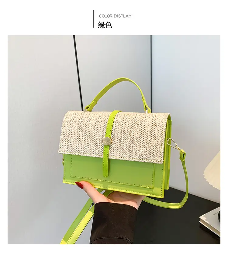 Women's White Contrast Straw Shoulder Bag Mori Niche Design — feature 28