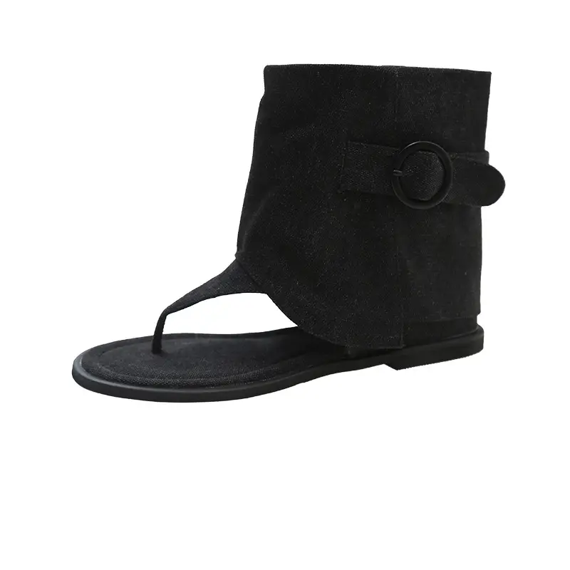 2024 Summer New Korean-style Short-bottomed Flat Clip-toe Herringbone Roman Sandals Women's All-match Outer Wear Sandals Sandals and Boots - Image 7