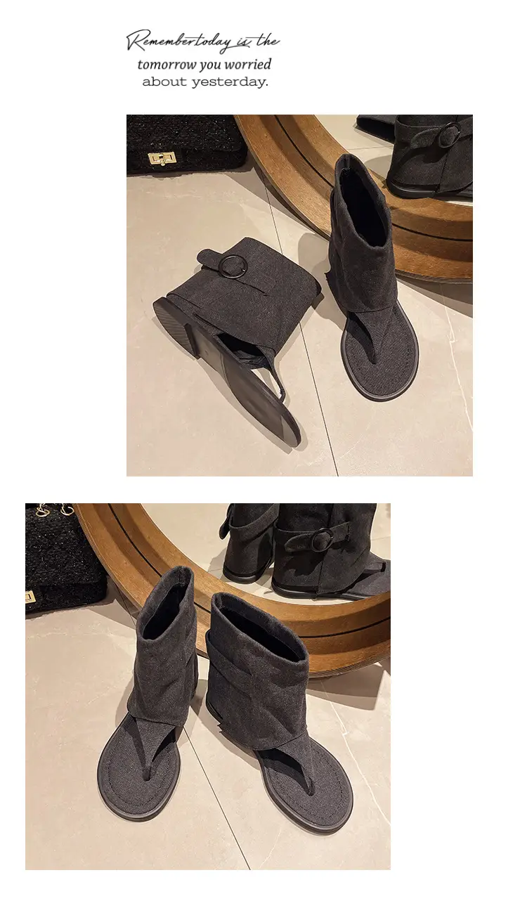 2024 Summer New Korean-style Short-bottomed Flat Clip-toe Herringbone Roman Sandals Women's All-match Outer Wear Sandals Sandals and Boots — feature 10