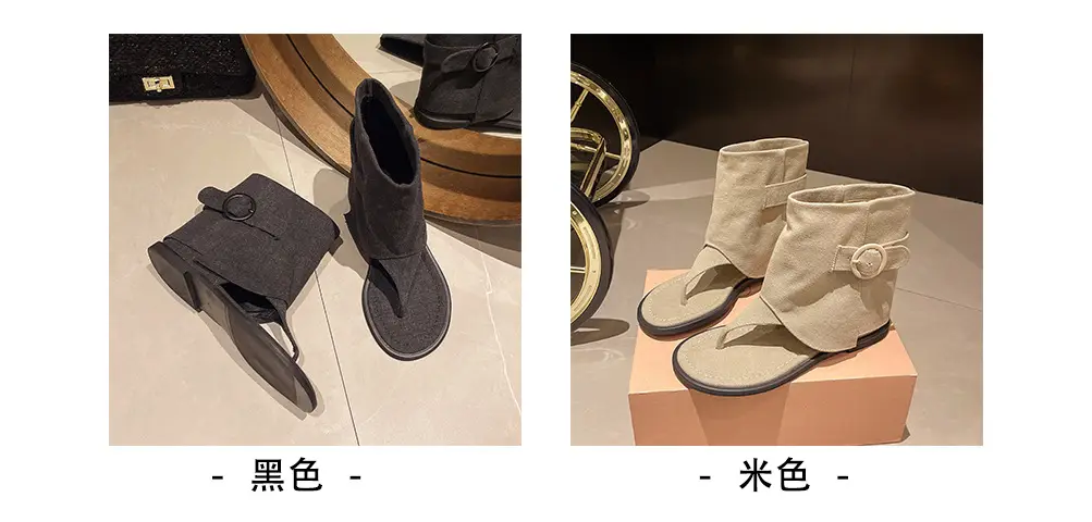 2024 Summer New Korean-style Short-bottomed Flat Clip-toe Herringbone Roman Sandals Women's All-match Outer Wear Sandals Sandals and Boots — feature 3