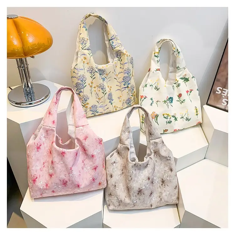 Women Floral Shoulder Bag Japanese Style Lightweight Antique Cloth - Image 5