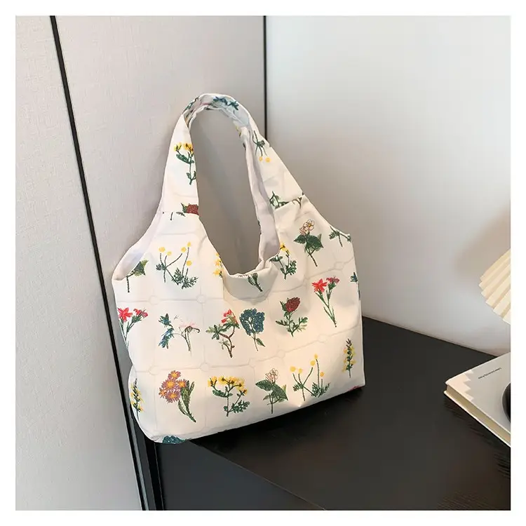 Women Floral Shoulder Bag Japanese Style Lightweight Antique Cloth - Image 6