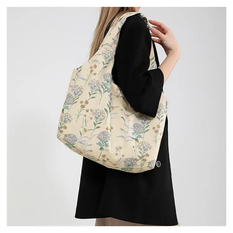 Women Floral Shoulder Bag Japanese Style Lightweight Antique Cloth - Image 7