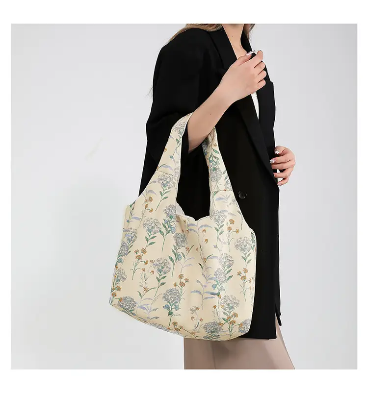 Women Floral Shoulder Bag Japanese Style Lightweight Antique Cloth — feature 15
