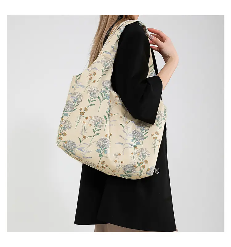 Women Floral Shoulder Bag Japanese Style Lightweight Antique Cloth — feature 16