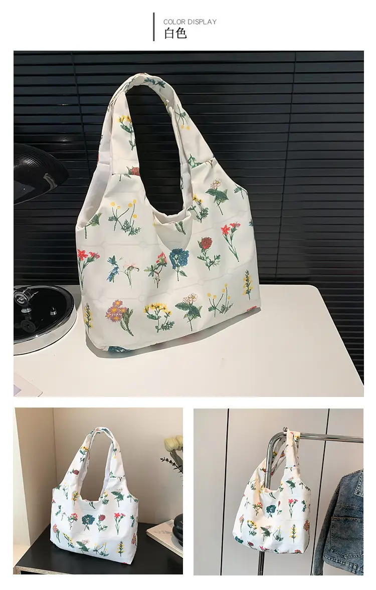 Women Floral Shoulder Bag Japanese Style Lightweight Antique Cloth — feature 23