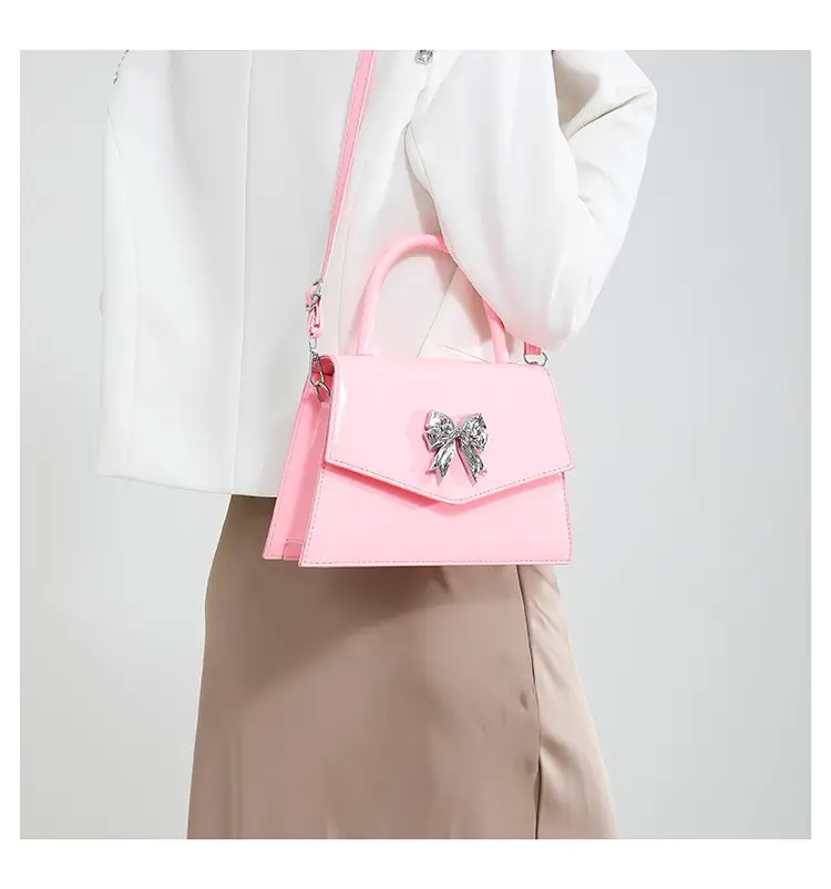 White Patent Leather Bow Shoulder Bag for Women — feature 19