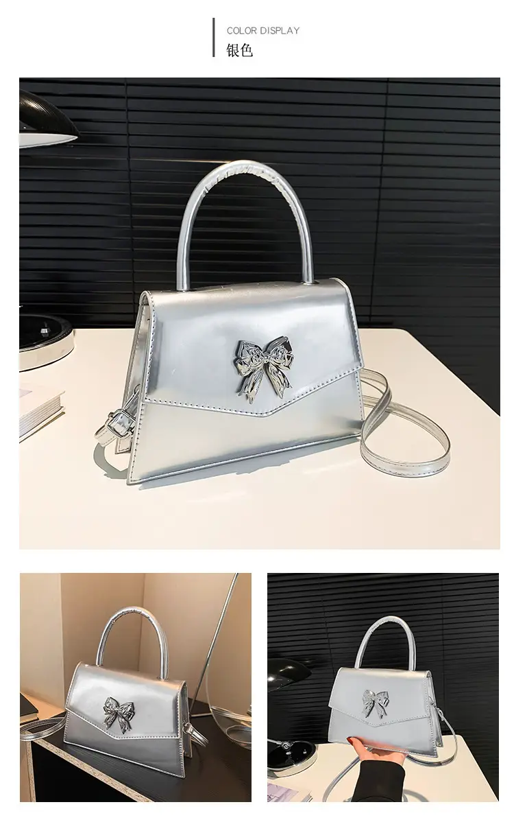 White Patent Leather Bow Shoulder Bag for Women — feature 25