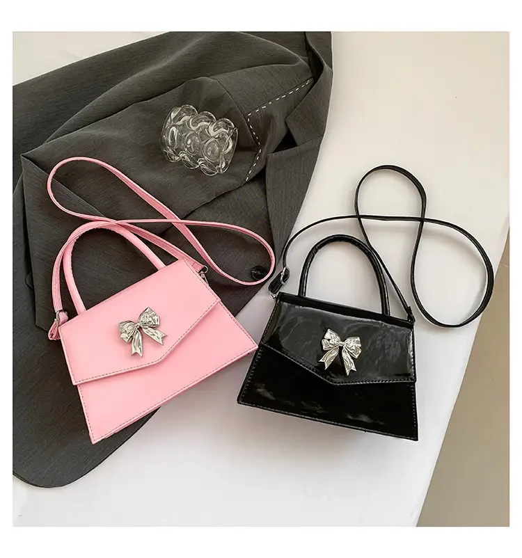 White Patent Leather Bow Shoulder Bag for Women — feature 28