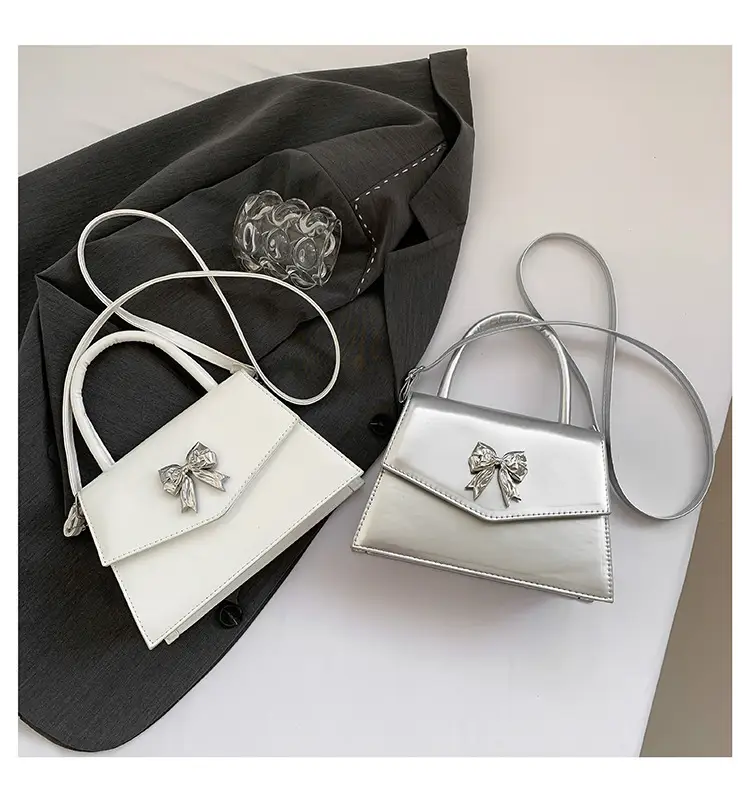 White Patent Leather Bow Shoulder Bag for Women — feature 29