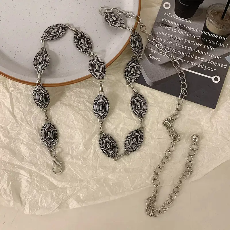Retro Waist Chain Belt for Women Silver High End