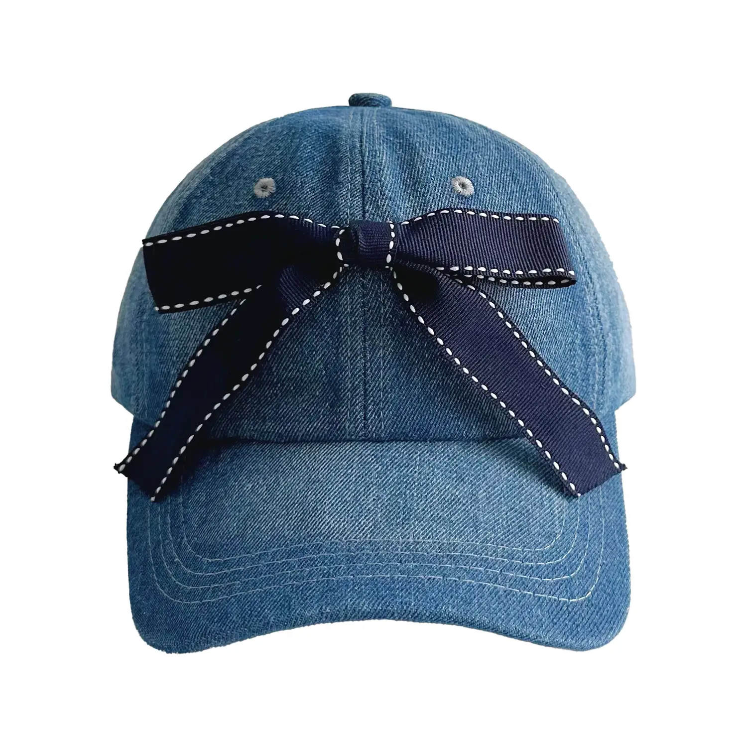 Denim Ribbon Bow Baseball Cap for Men - Image 8
