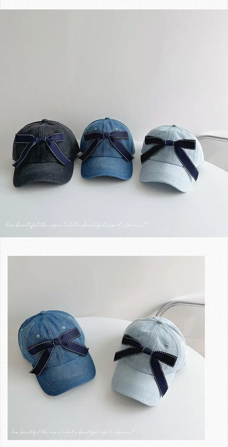 Denim Ribbon Bow Baseball Cap for Men — feature 25