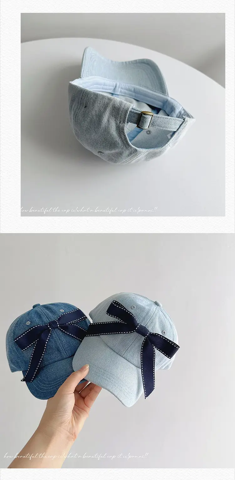 Denim Ribbon Bow Baseball Cap for Men — feature 26
