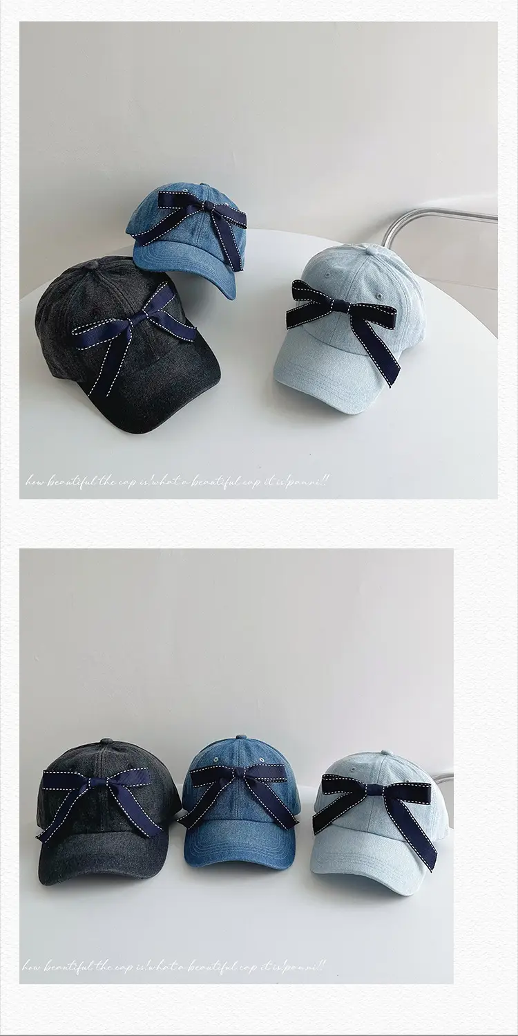 Denim Ribbon Bow Baseball Cap for Men — feature 27