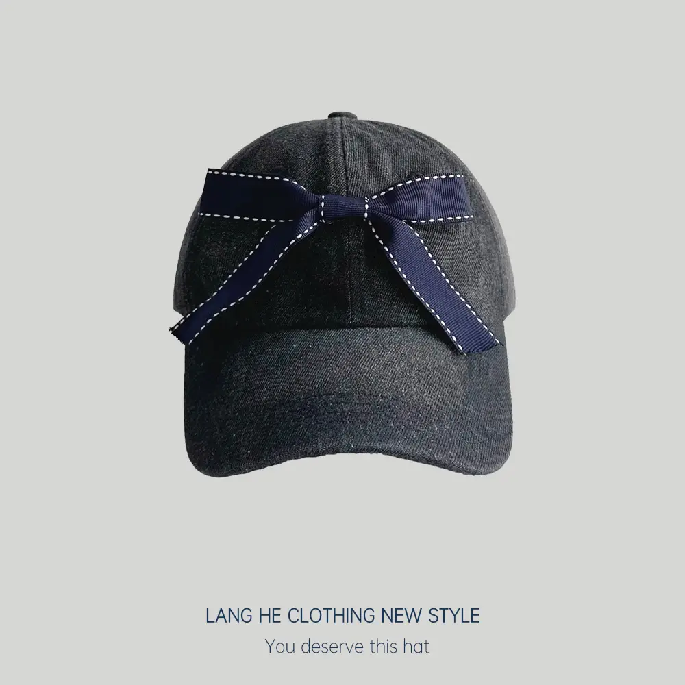 Denim Ribbon Bow Baseball Cap for Men - Image 3