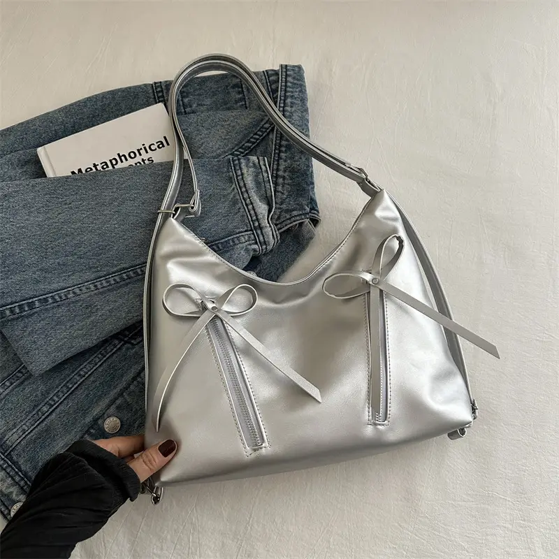 Pink Bow Shoulder Bag for Women 2024 Spring Summer - Image 3