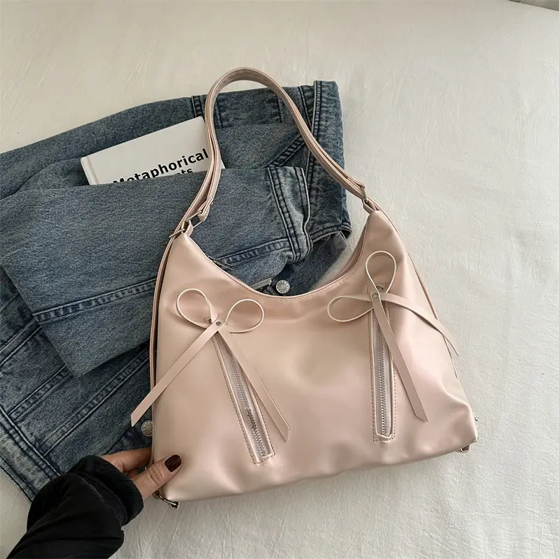 Pink Bow Shoulder Bag for Women 2024 Spring Summer - Image 4