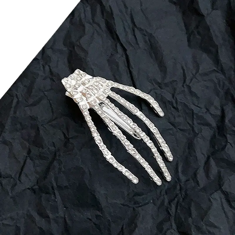 Ghost Claw Skull Hand Claw Hairpin Super Flash Rhinestone Hair Accessories Duckbill Clip Bangs Clip Hand Bone Hairpin Halloween Headwear - Image 9