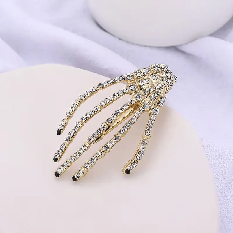 Ghost Claw Skull Hand Claw Hairpin Super Flash Rhinestone Hair Accessories Duckbill Clip Bangs Clip Hand Bone Hairpin Halloween Headwear - Image 4