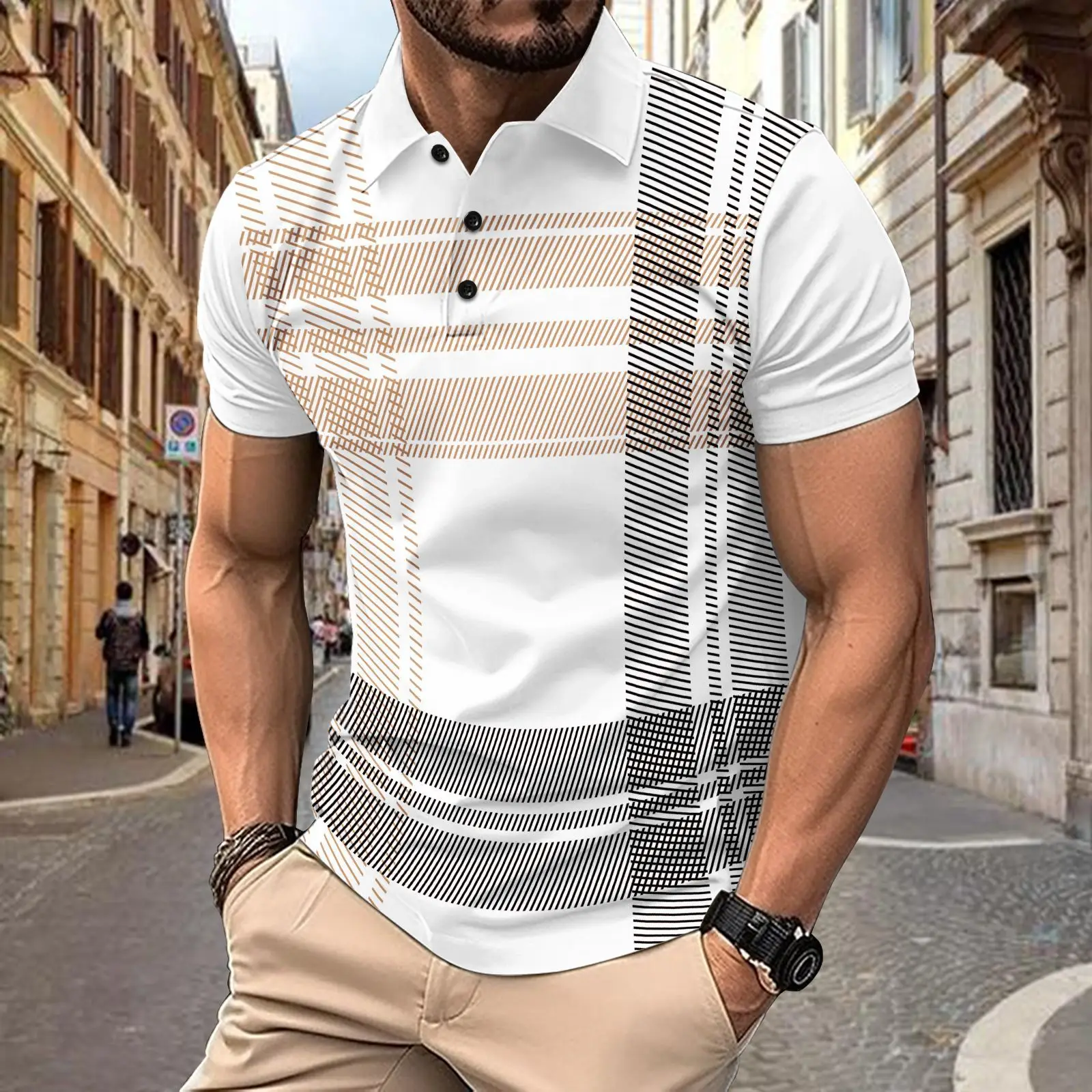 Men's Red Striped Polo Shirt 2026 Summer - Image 7
