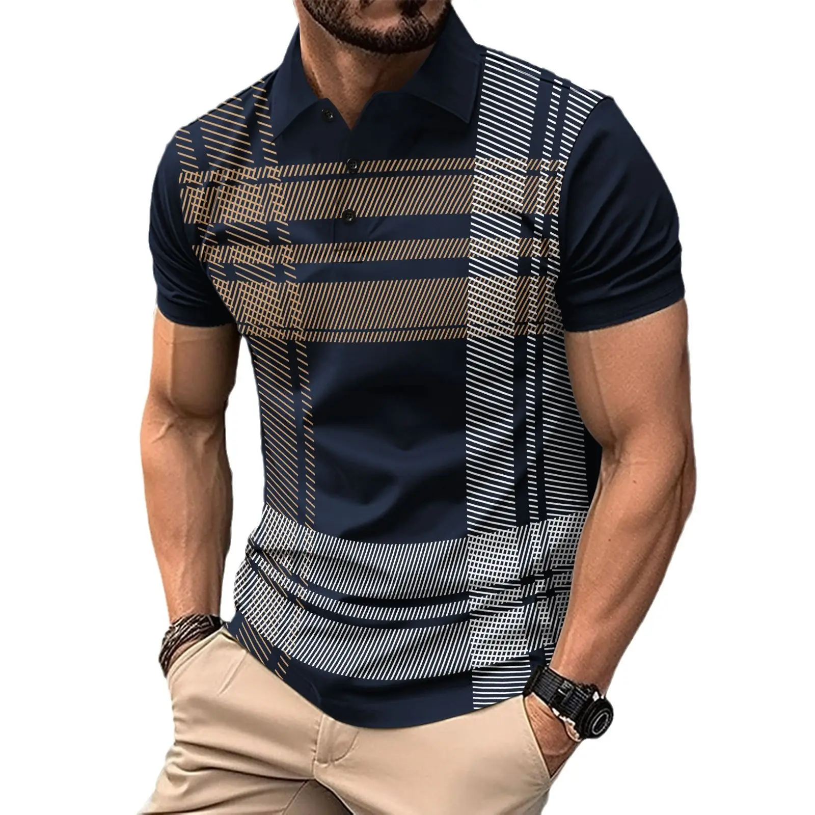Men's Red Striped Polo Shirt 2026 Summer - Image 9