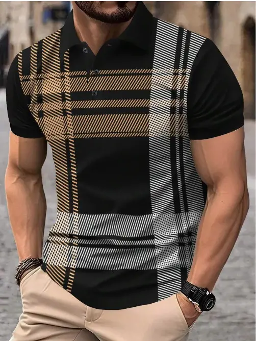 Men's Red Striped Polo Shirt 2026 Summer - Image 2