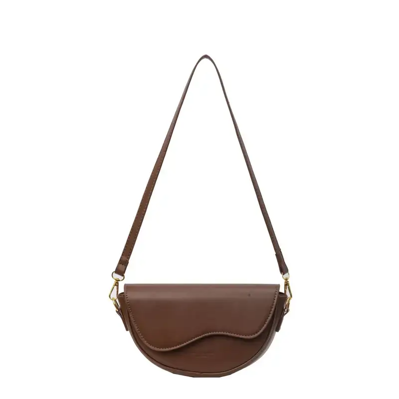 Black Leather Shoulder Crossbody Bag with Gold Hardware