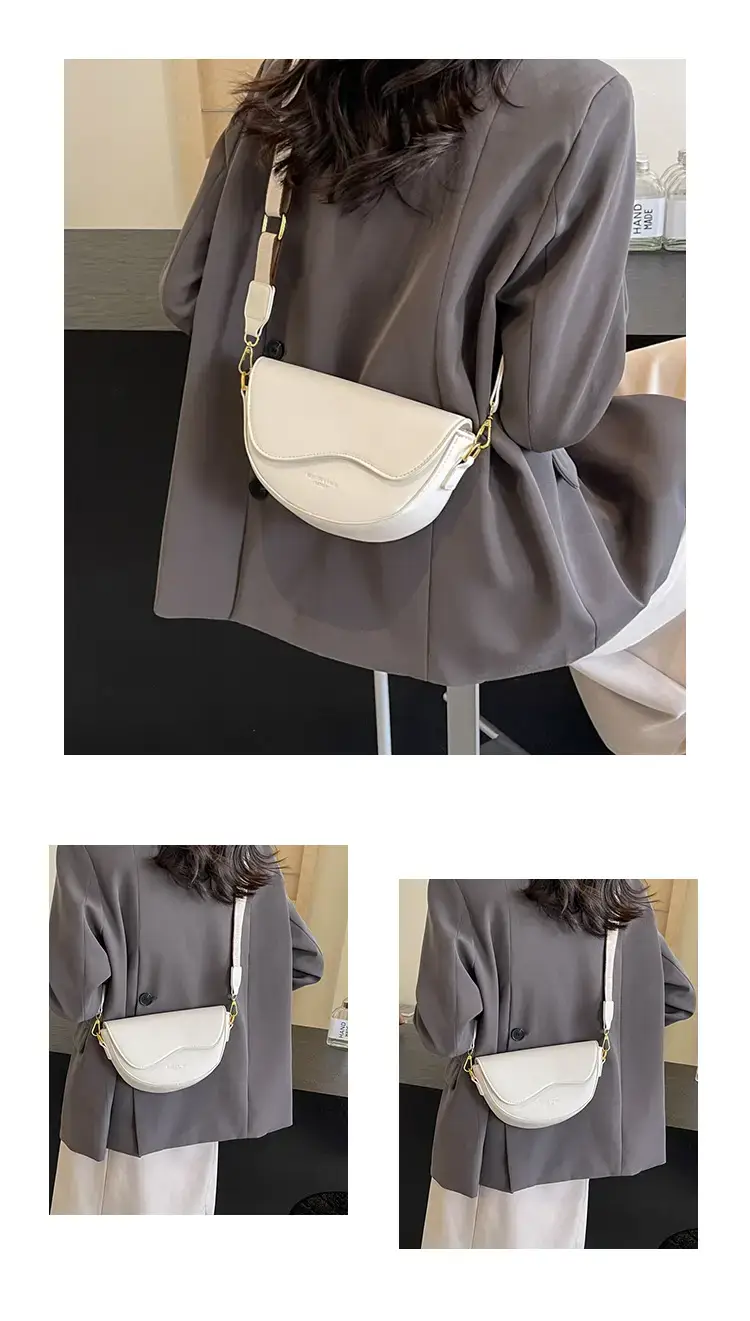 Black Leather Shoulder Crossbody Bag with Gold Hardware — feature 14