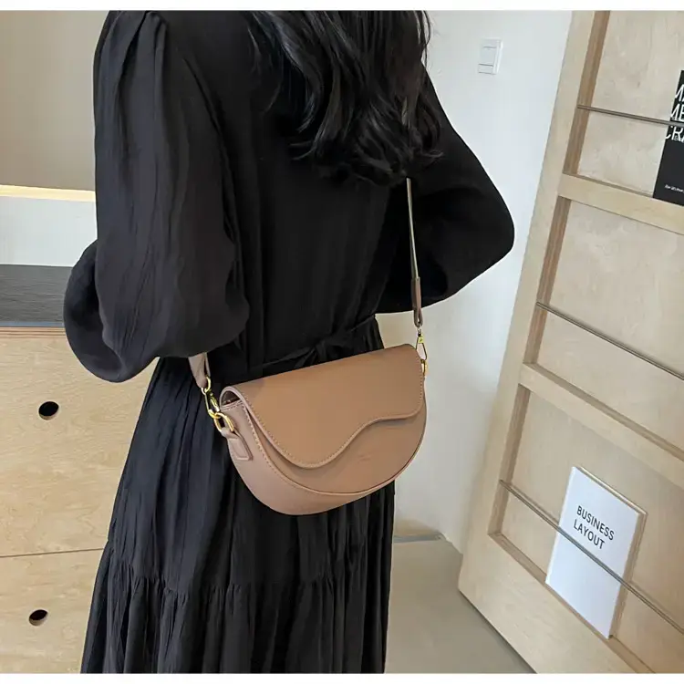Black Leather Shoulder Crossbody Bag with Gold Hardware — feature 20