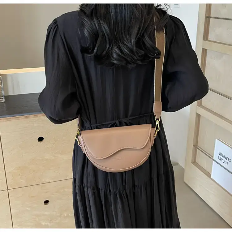 Black Leather Shoulder Crossbody Bag with Gold Hardware — feature 21