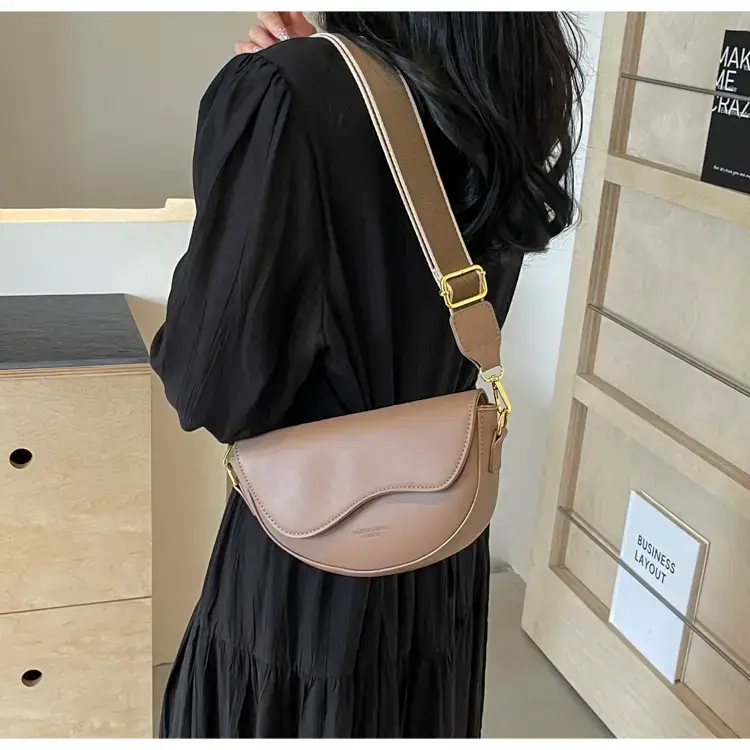 Black Leather Shoulder Crossbody Bag with Gold Hardware — feature 22